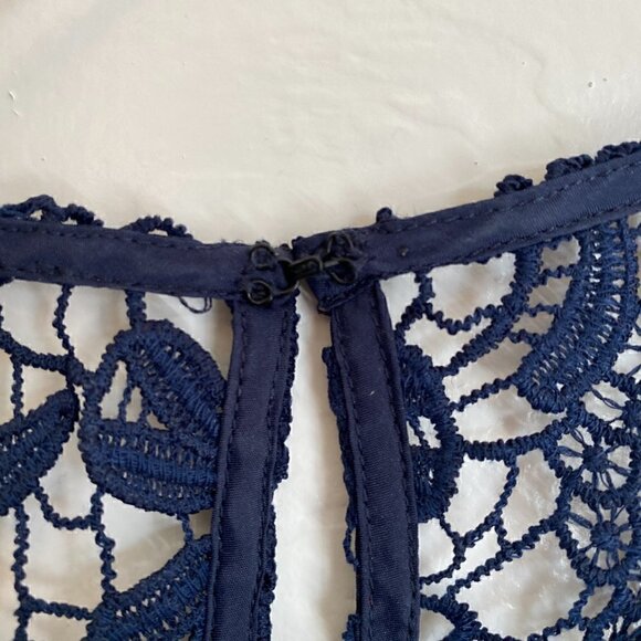 Trina Turk Lace Mini Midnight Navy Short Dress Crochet Lace - Picture 5 of 10